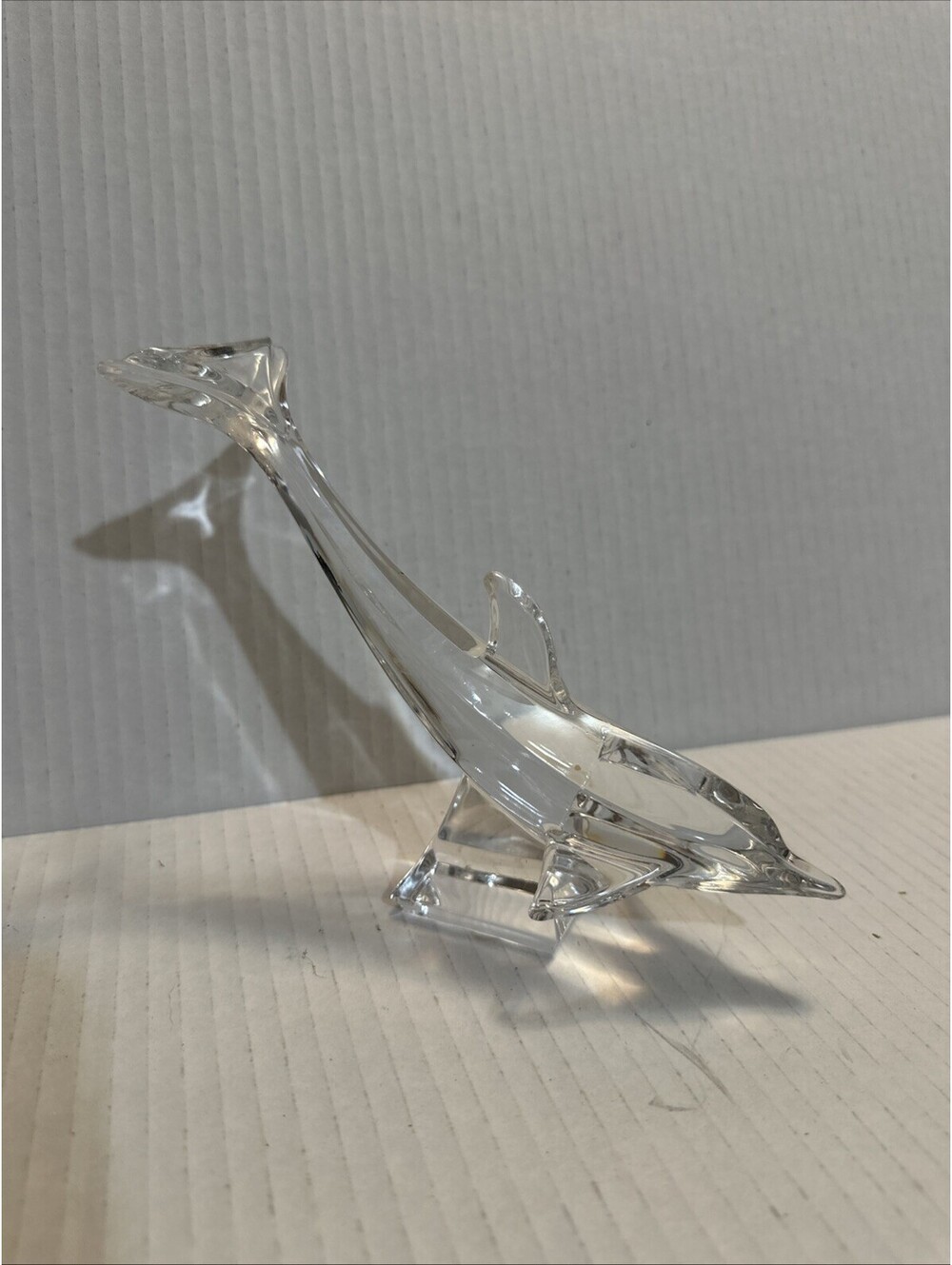 Vintage Crystal Glass Dolphin Clear In Color 6” Tall